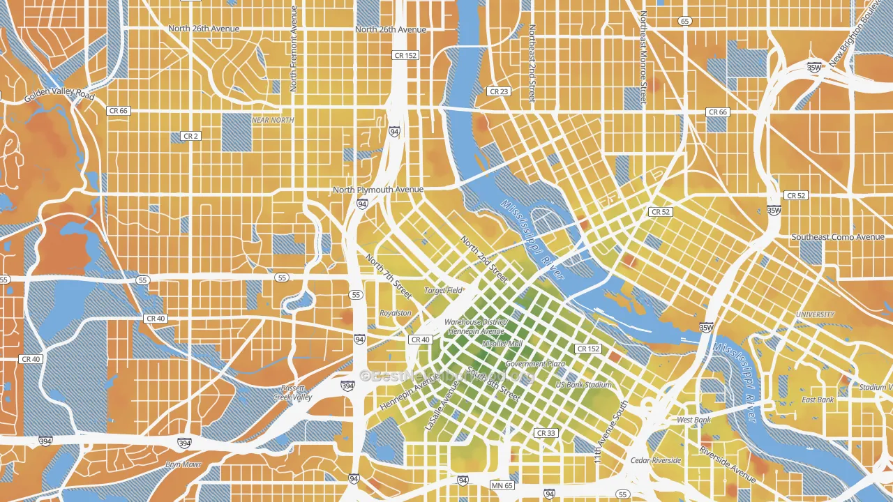 Transit Grade map of North Loop, Minneapolis, MN