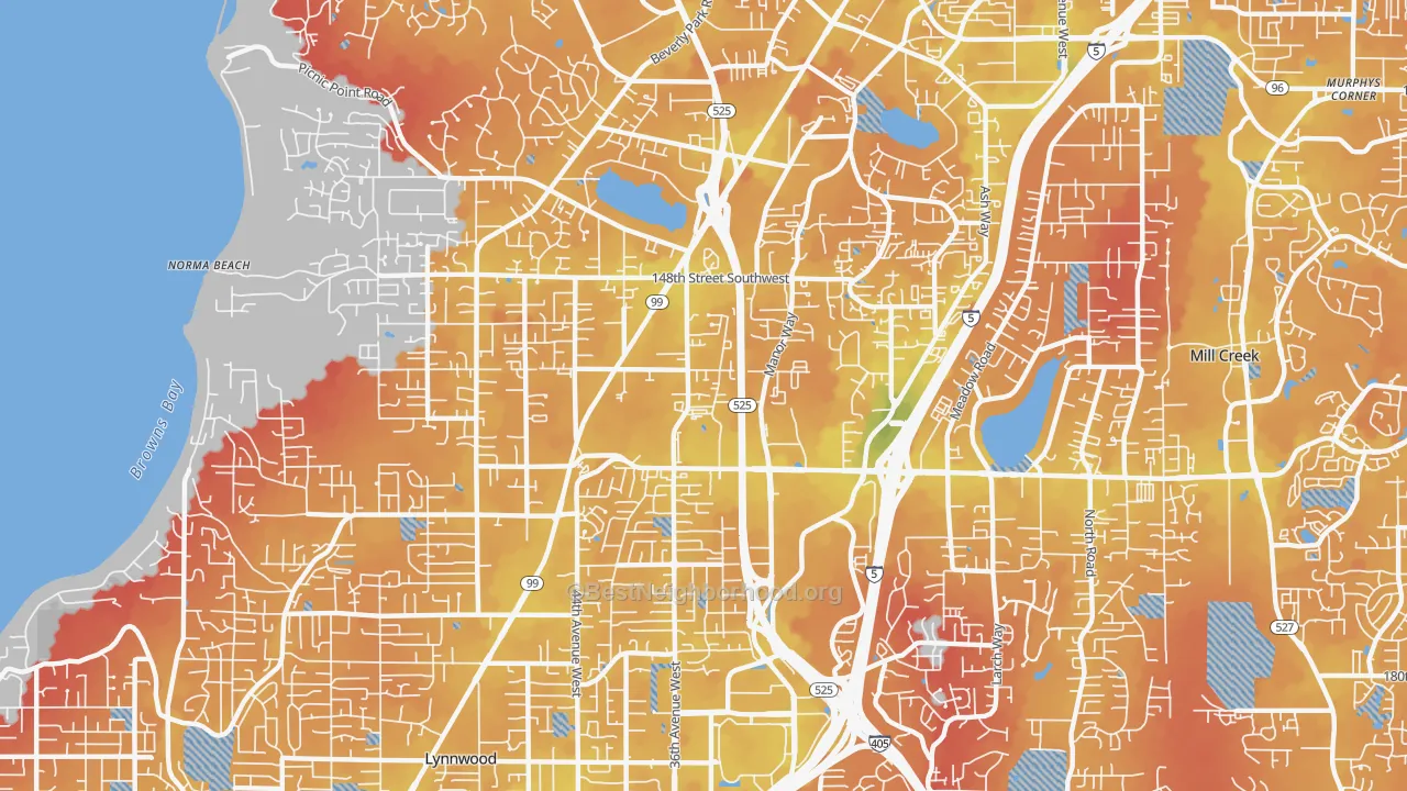 Transit Grade map of North Lynnwood, WA