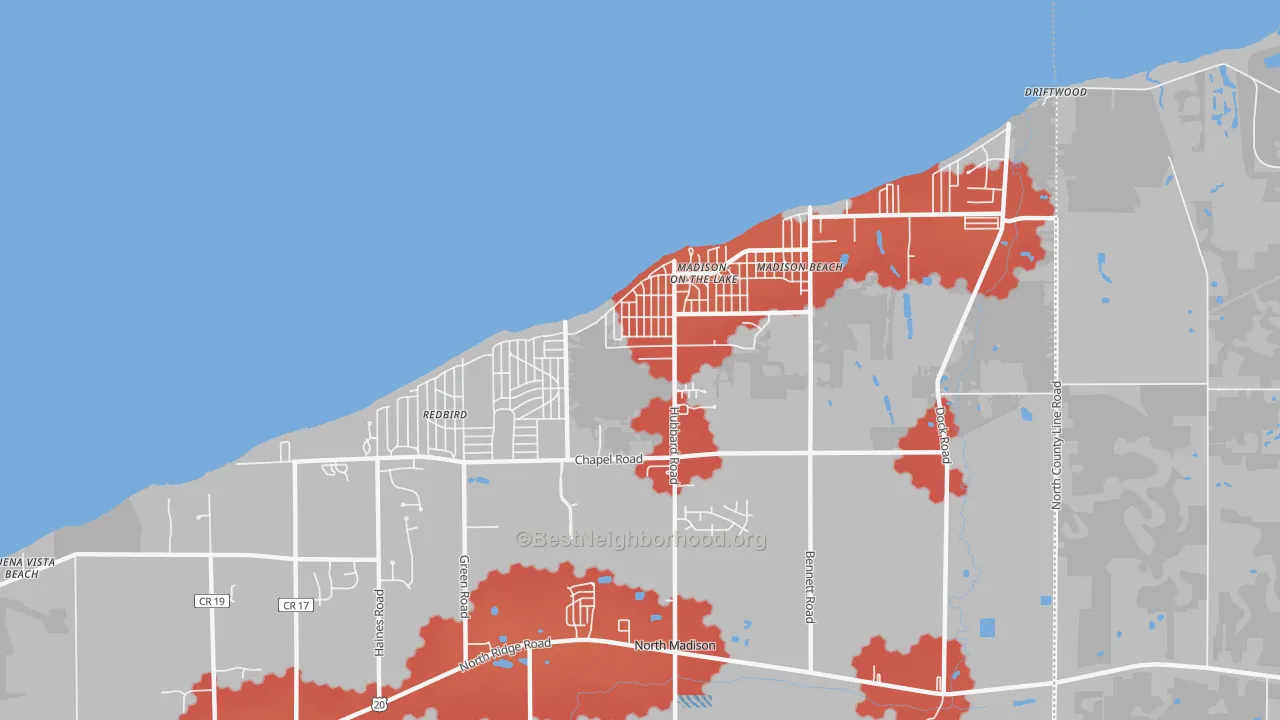 Transit Grade map of North Madison, OH