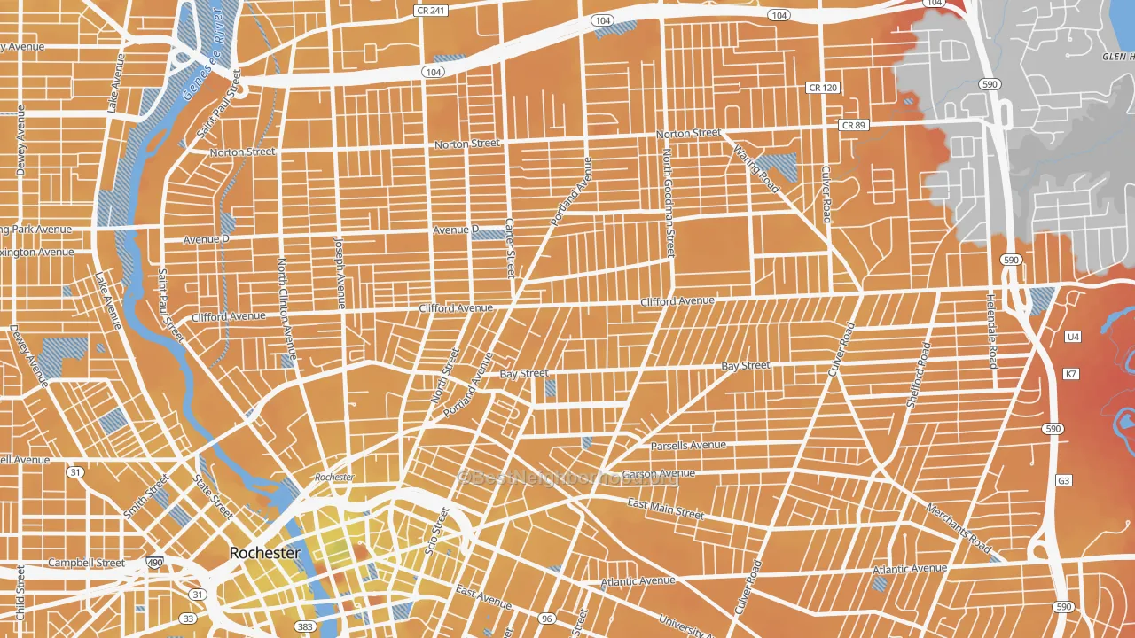 Transit Grade map of North Marketview Heights, Rochester, NY