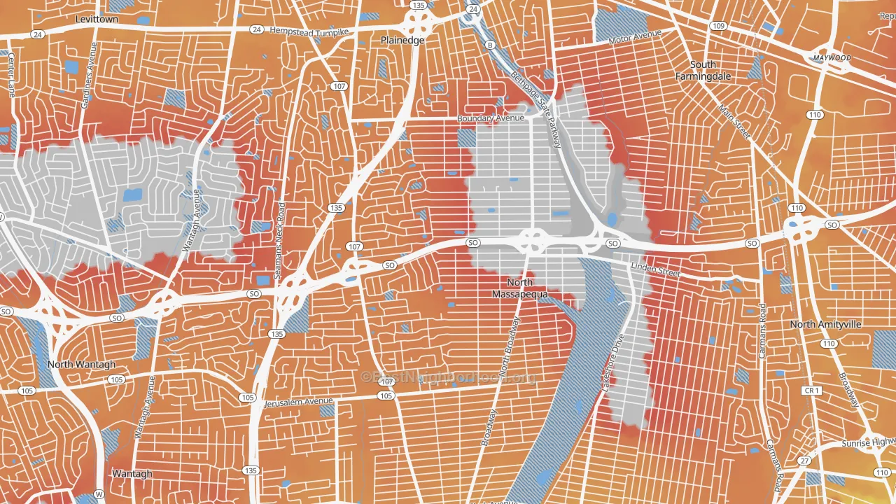 Transit Grade map of North Massapequa, NY