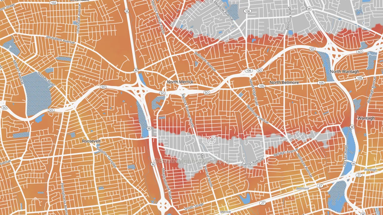 Transit Grade map of North Merrick, NY