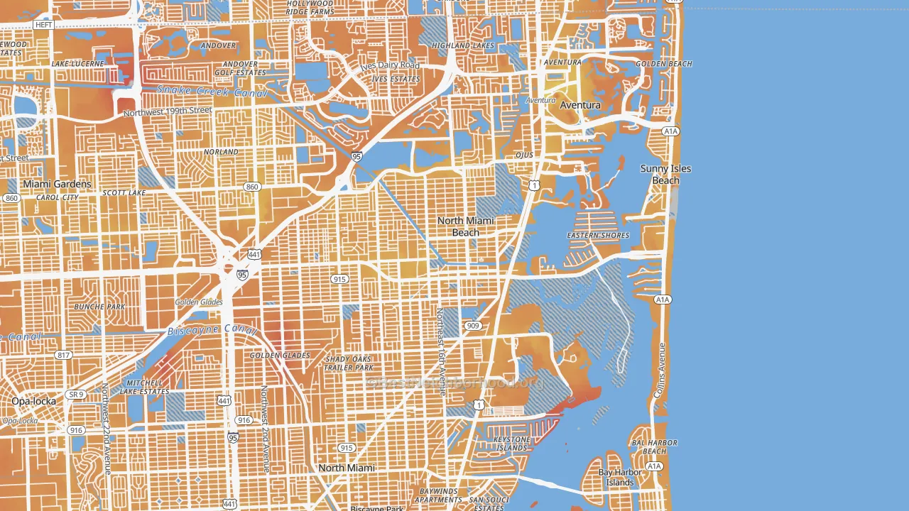 Transit Grade map of North Miami Beach, FL