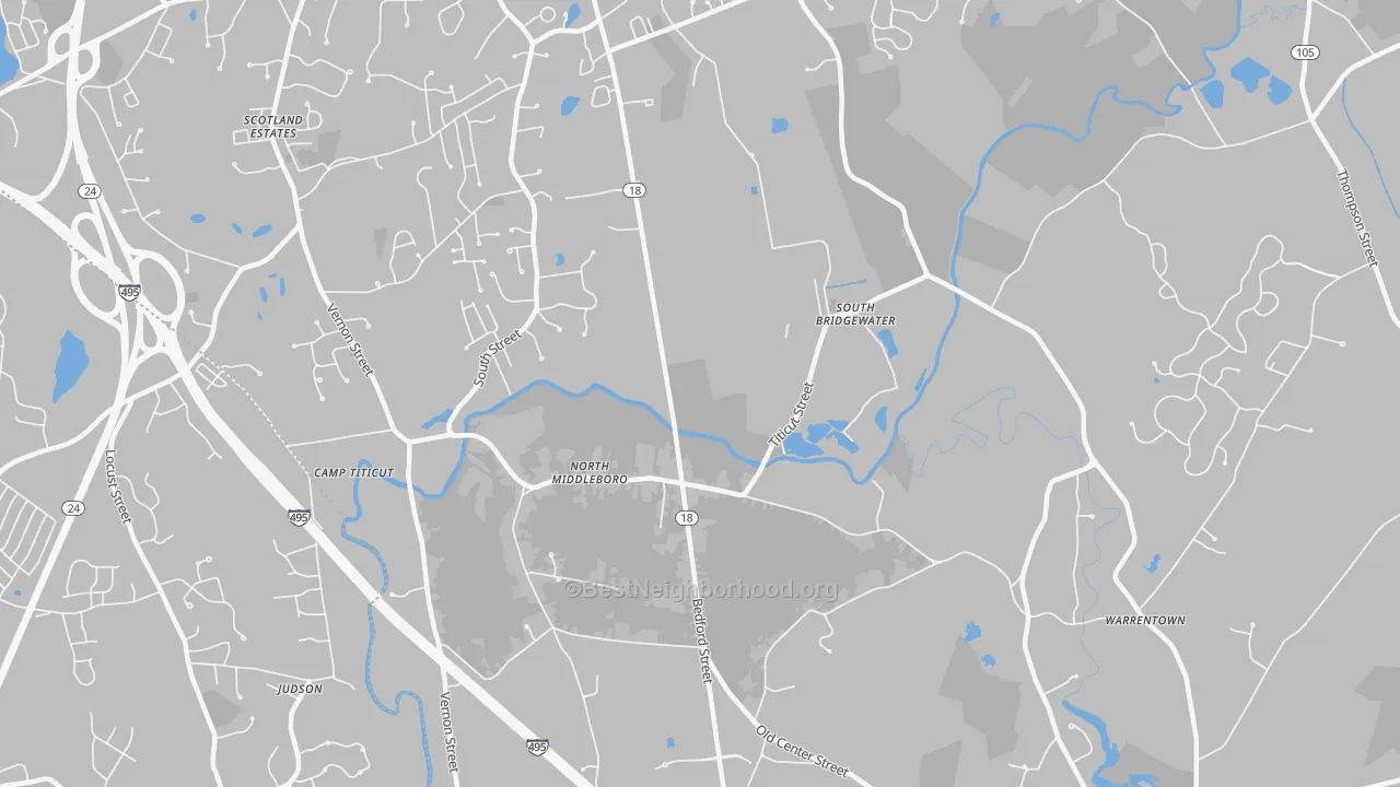 Transit Grade map of North Middleboro, MA