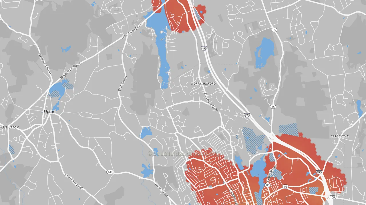 Transit Grade map of North Milford, MA