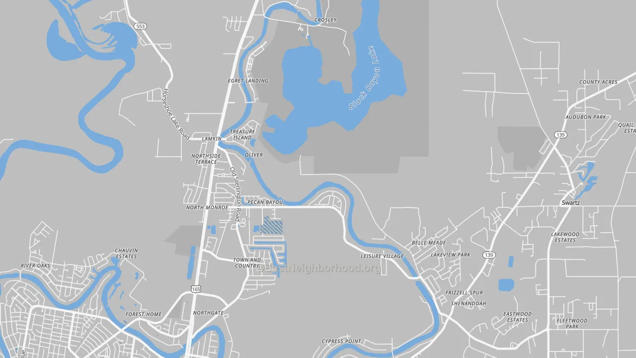 Transit Grade map of North Monroe, LA