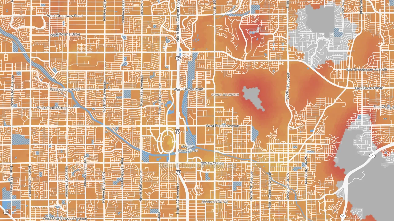 Transit Grade map of North Mountain, Phoenix, AZ