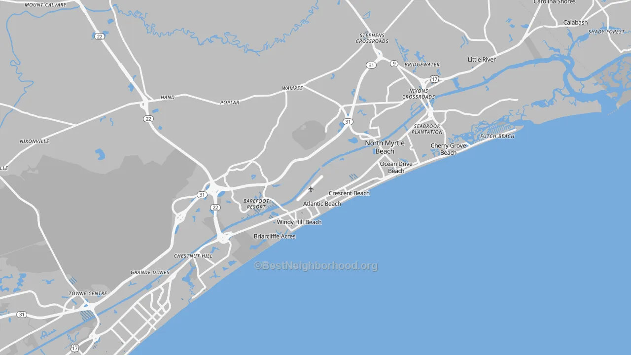 Transit Grade map of North Myrtle Beach, SC
