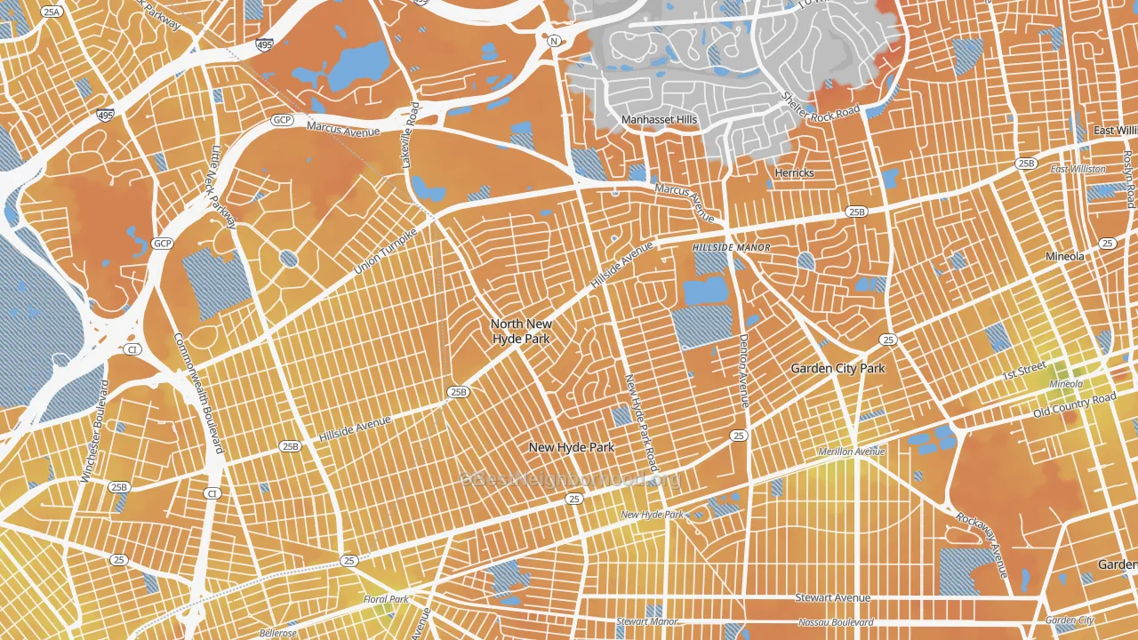 Transit Grade map of North New Hyde Park, NY