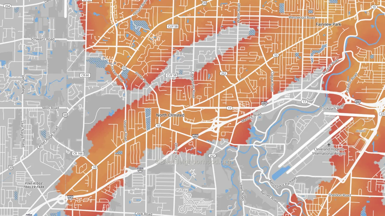 Transit Grade map of North Olmsted, OH