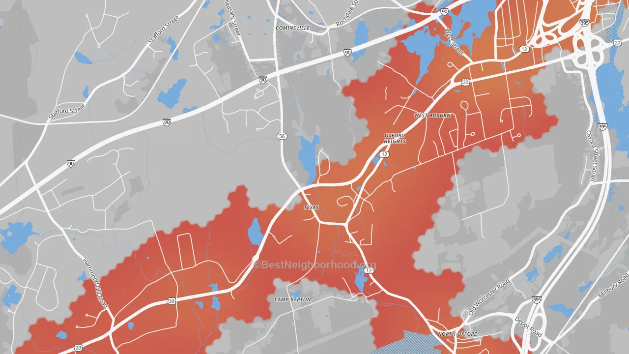 Transit Grade map of North Oxford, MA