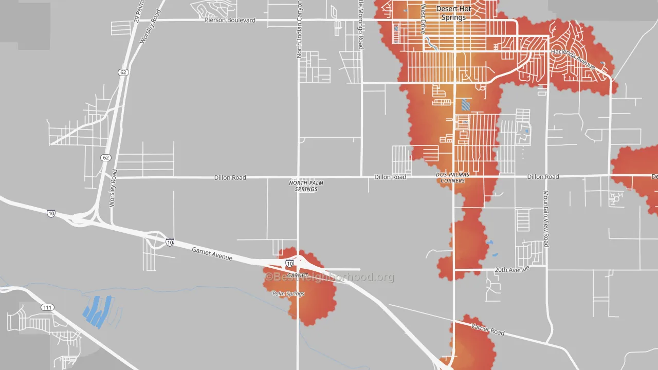Transit Grade map of North Palm Springs, CA