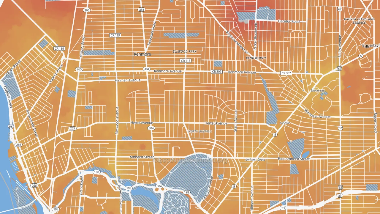 Transit Grade map of North Park, Buffalo, NY