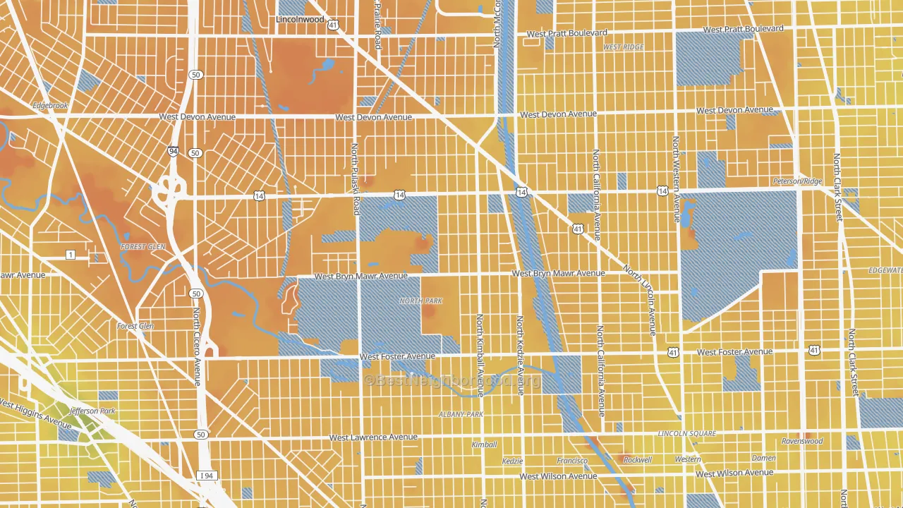 Transit Grade map of North Park, Chicago, IL