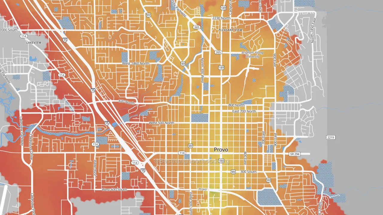 Transit Grade map of North Park, Provo, UT