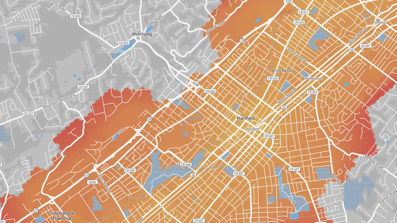 Transit Grade map of North Plainfield, NJ