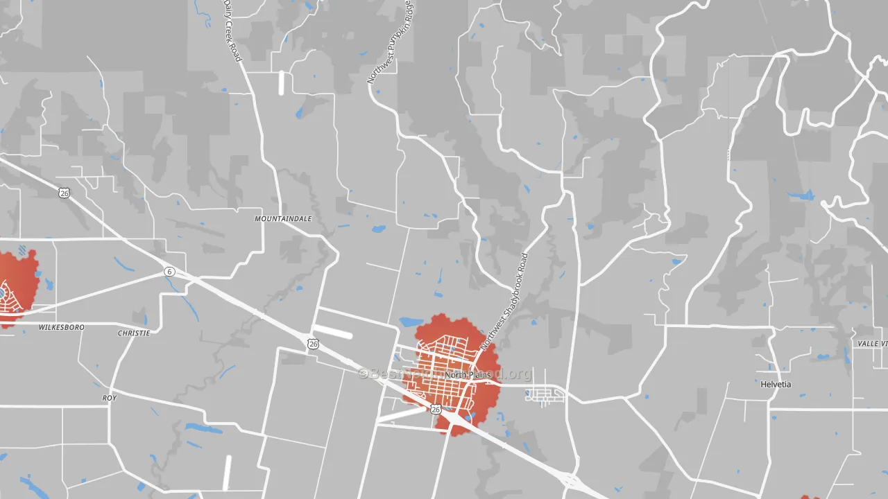 Transit Grade map of North Plains, OR