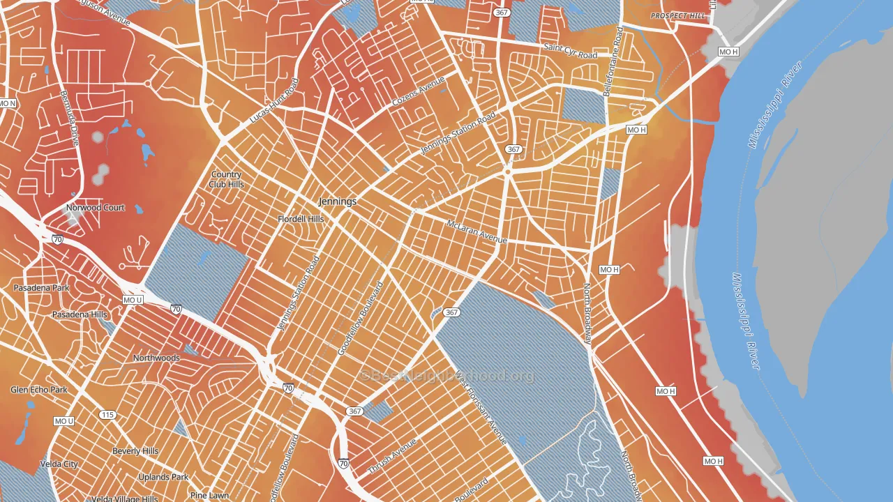 Transit Grade map of North Pointe, St. Louis, MO