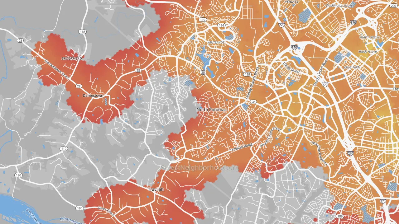 Transit Grade map of North Potomac, MD
