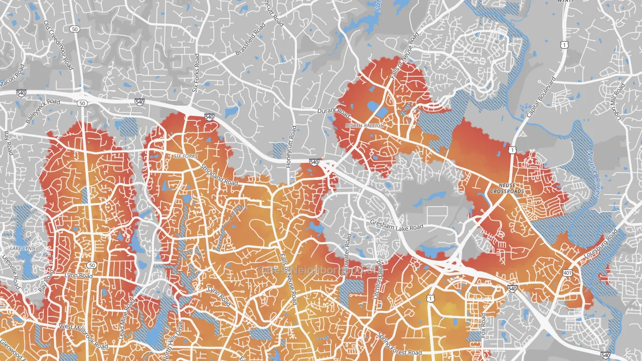 Transit Grade map of North, Raleigh, NC
