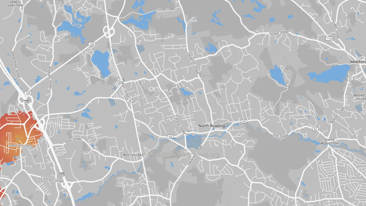 Transit Grade map of North Reading, MA