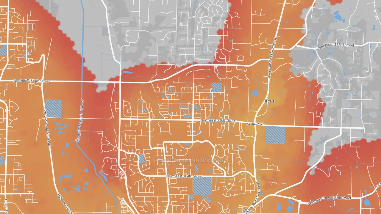 Transit Grade map of North Redmond, Redmond, WA
