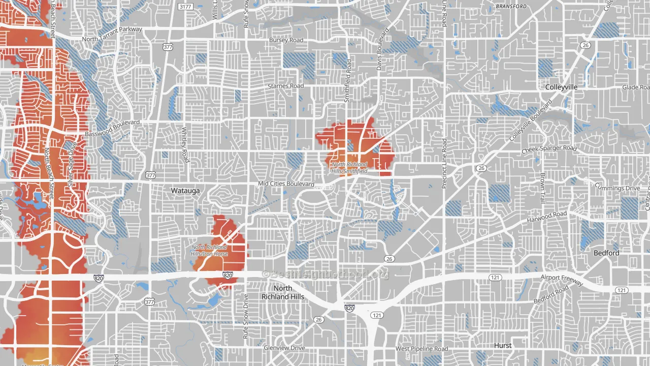 Transit Grade map of North Richland Hills, TX