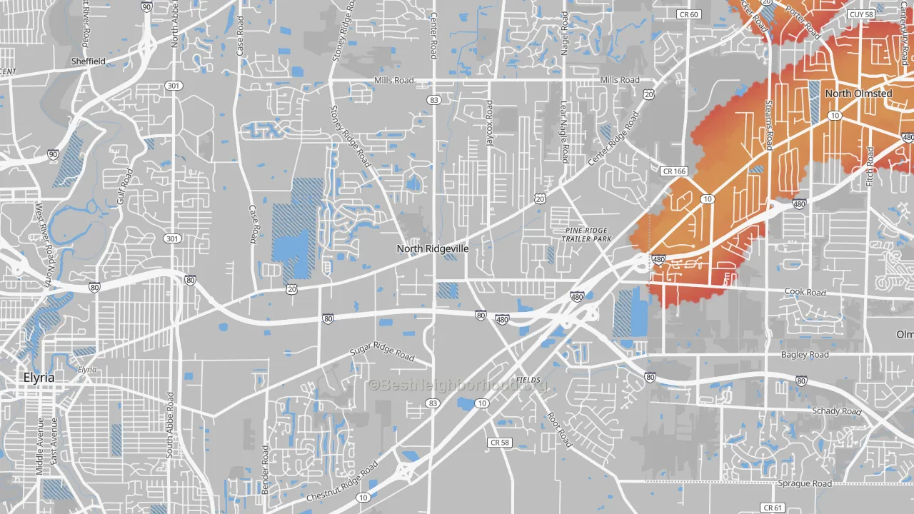 Transit Grade map of North Ridgeville, OH