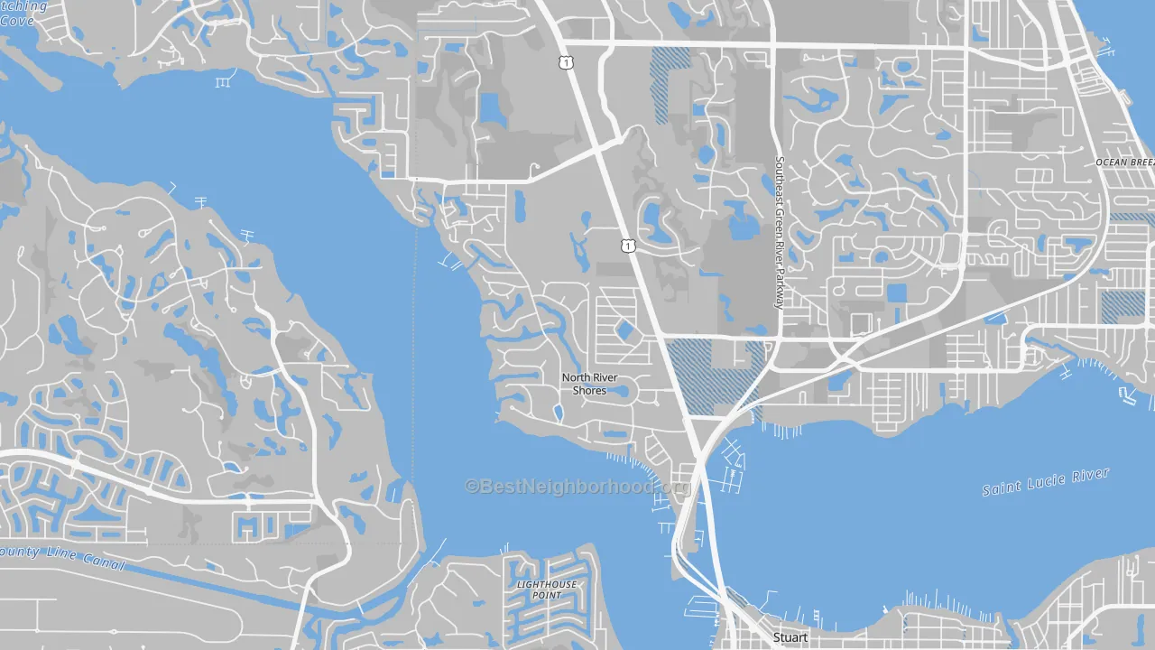 Transit Grade map of North River Shores, Stuart, FL
