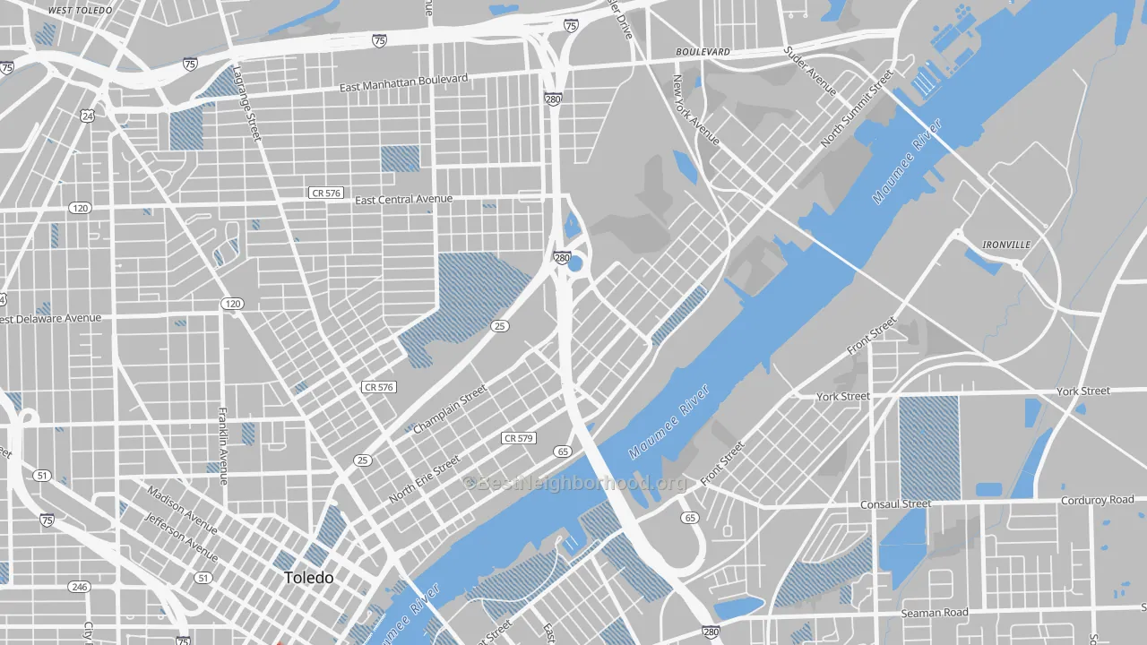 Transit Grade map of North River, Toledo, OH