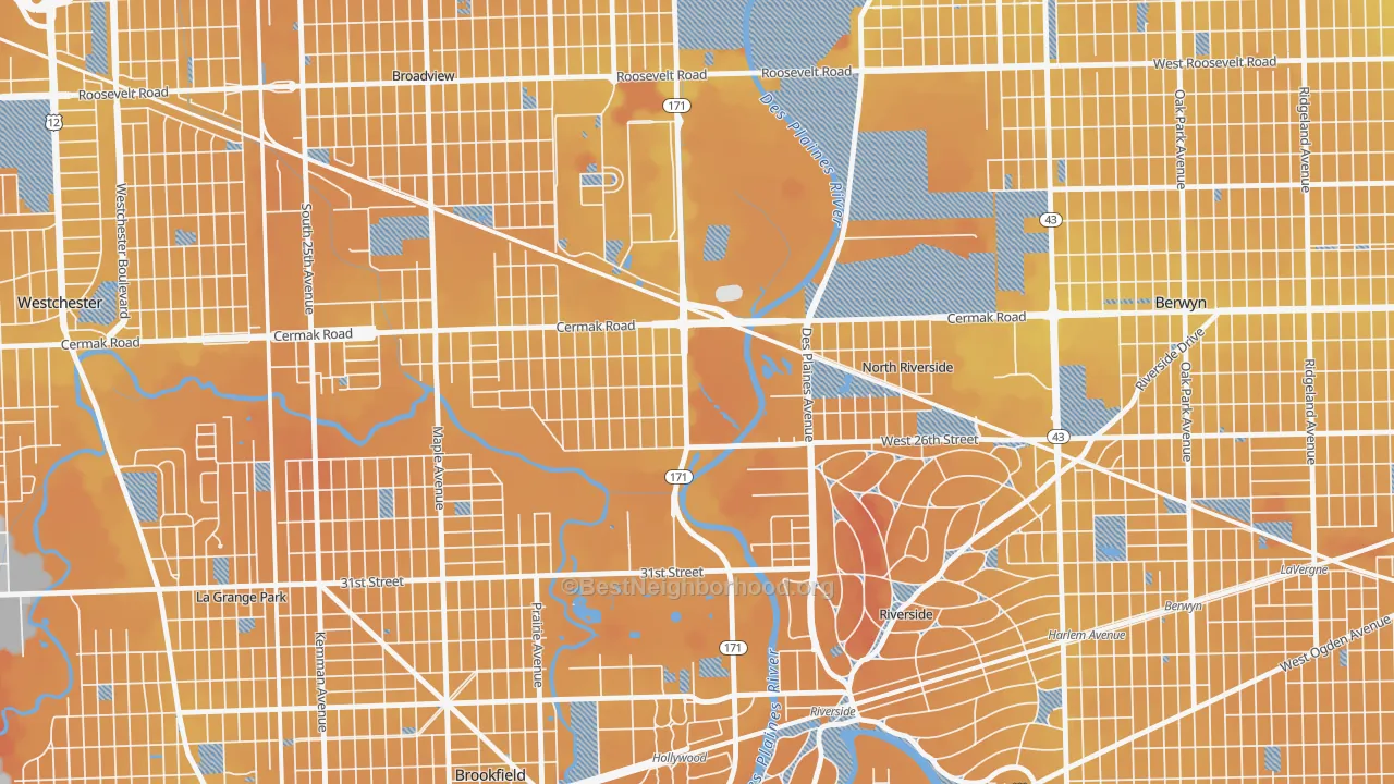 Transit Grade map of North Riverside, IL