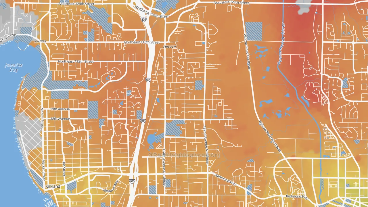 Transit Grade map of North Rose Hill, Kirkland, WA
