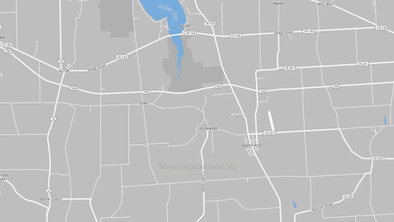 Transit Grade map of North Rose, NY