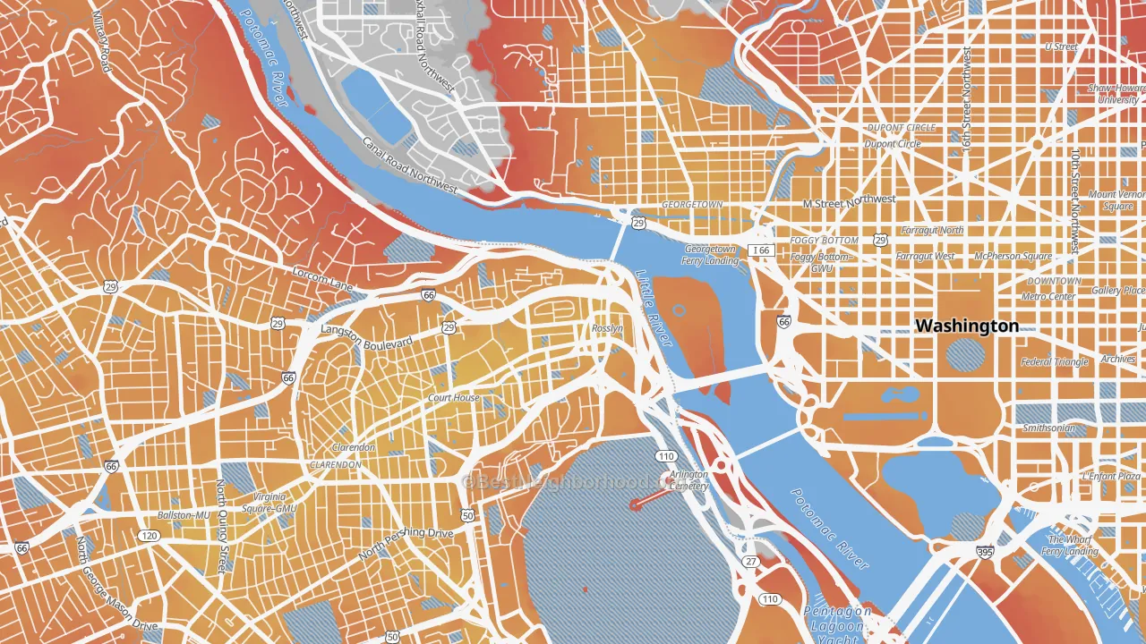 Transit Grade map of North Rosslyn, Arlington, VA