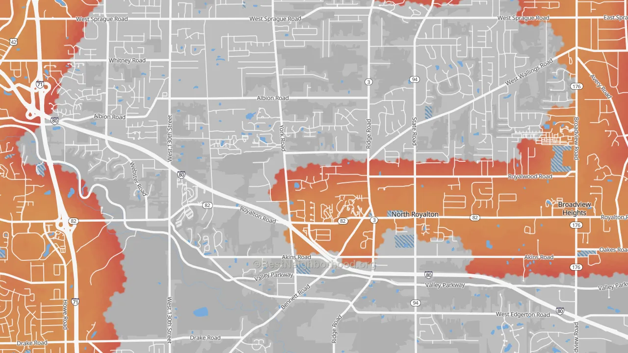 Transit Grade map of North Royalton, OH