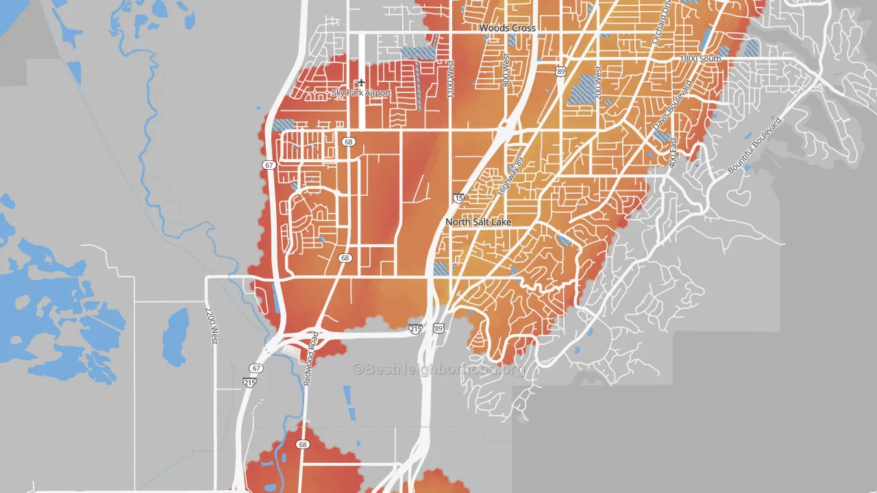 Transit Grade map of North Salt Lake, UT