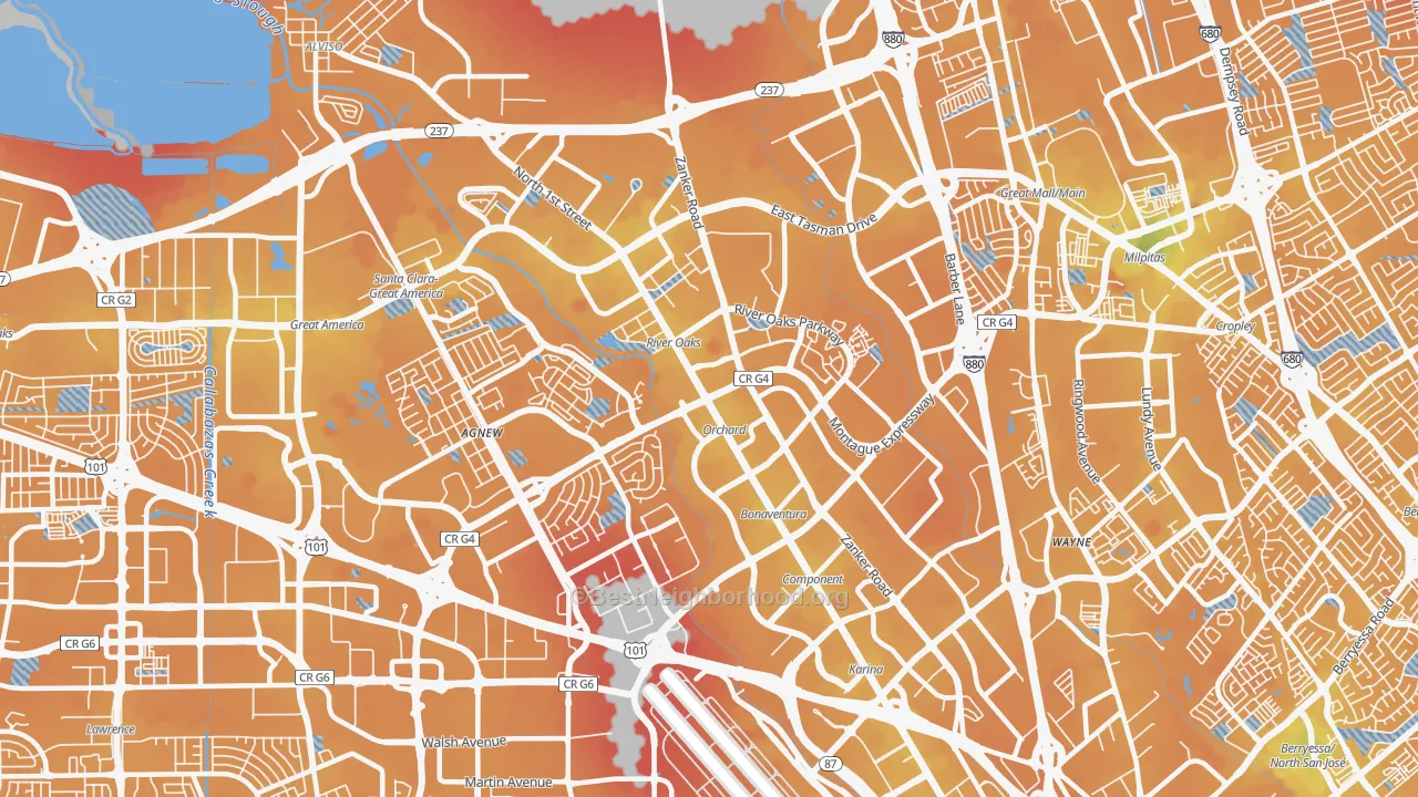 Transit Grade map of North San Jose, San Jose, CA