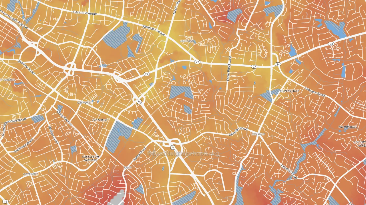 Transit Grade map of North Sharon Amity, Charlotte, NC
