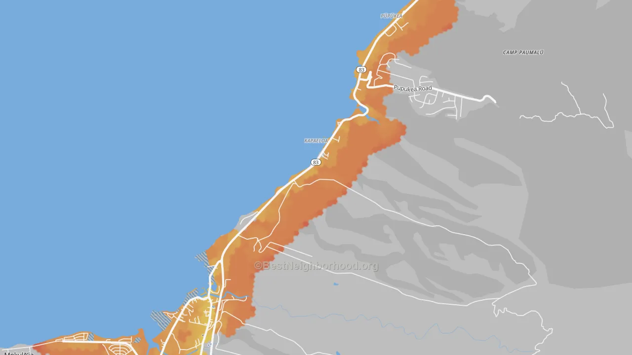 Transit Grade map of North Shore, Haleiwa, HI