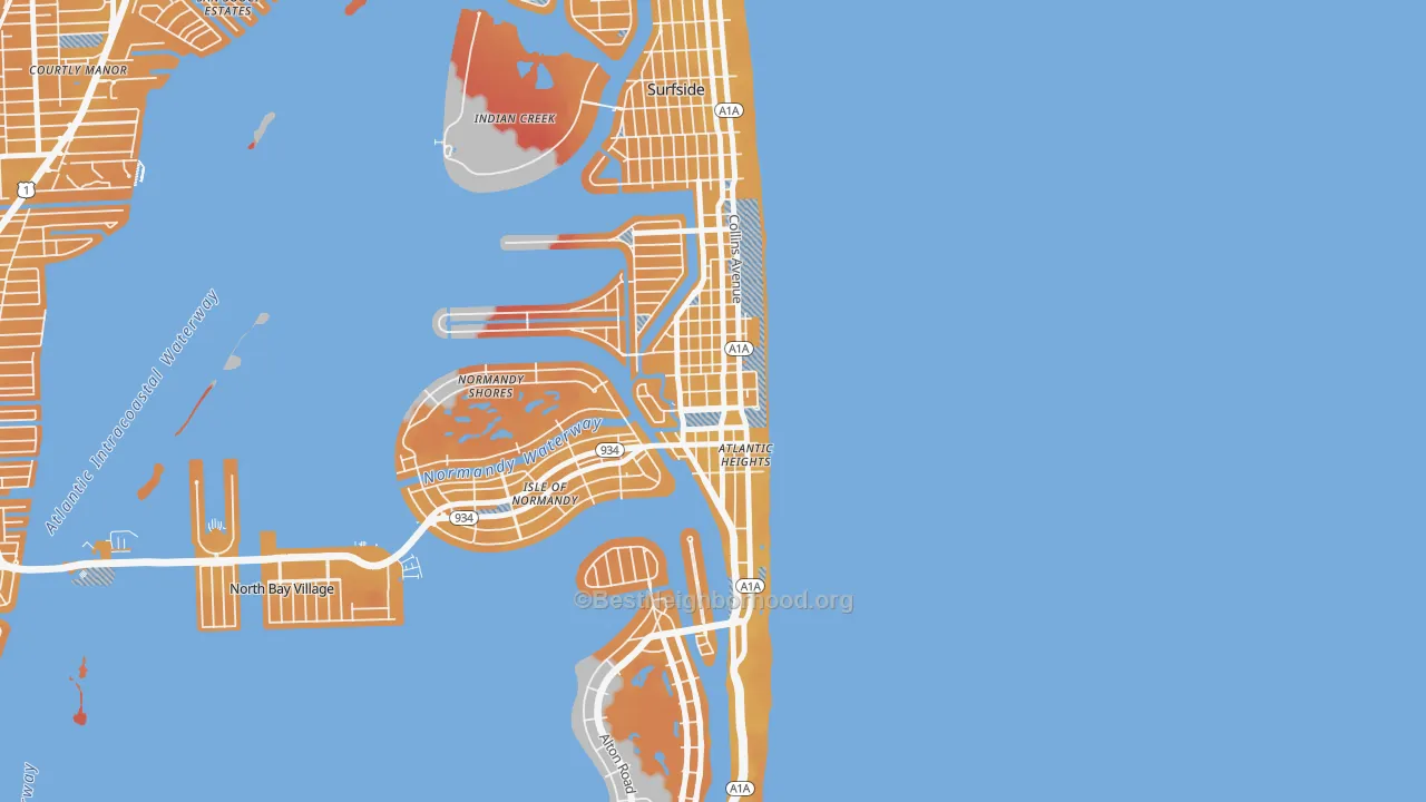 Transit Grade map of North Shores, North Bay Village, FL