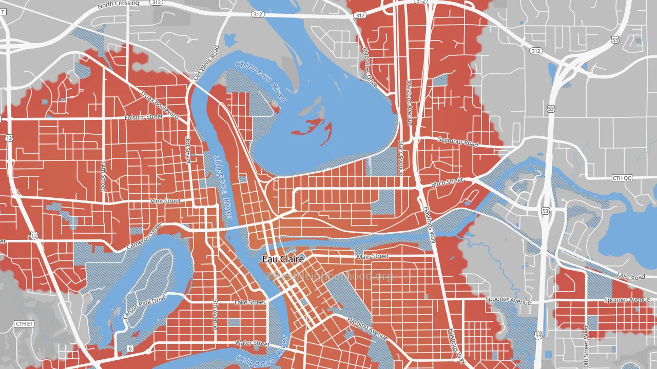 Transit Grade map of North Side Hill, Eau Claire, WI