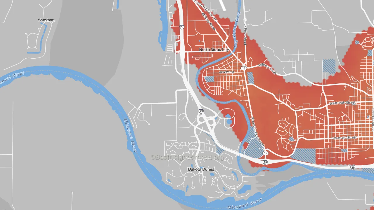 Transit Grade map of North Sioux City, SD