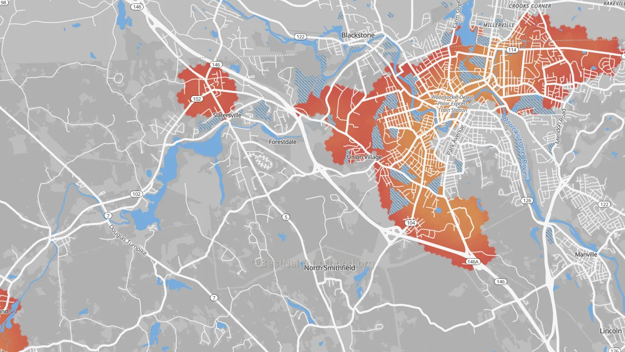 Transit Grade map of North Smithfield, RI
