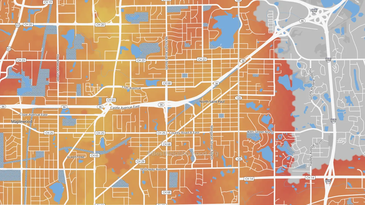 Transit Grade map of North St. Paul, MN