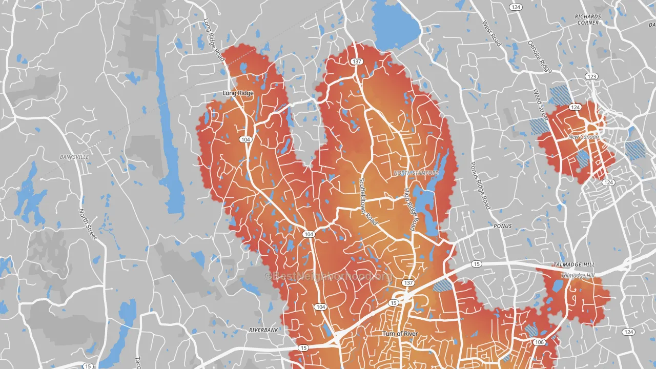 Transit Grade map of North Stamford, Stamford, CT