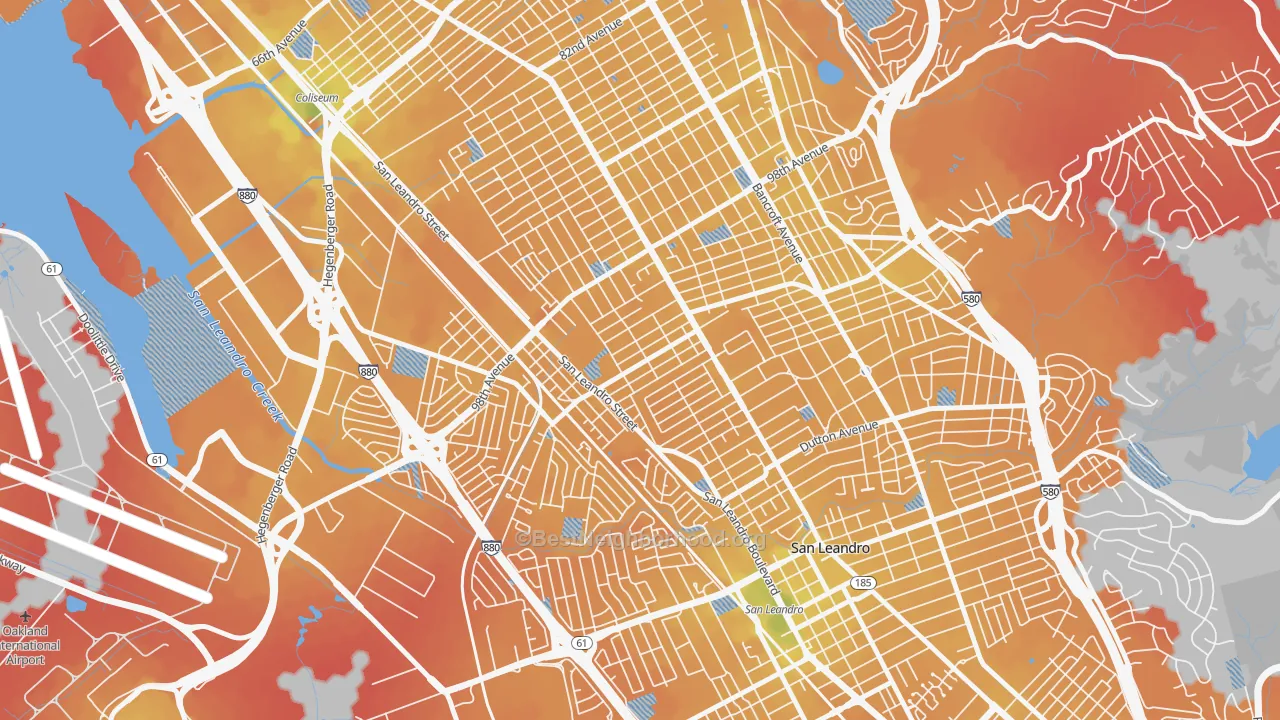 Transit Grade map of North Stonehurst, Oakland, CA