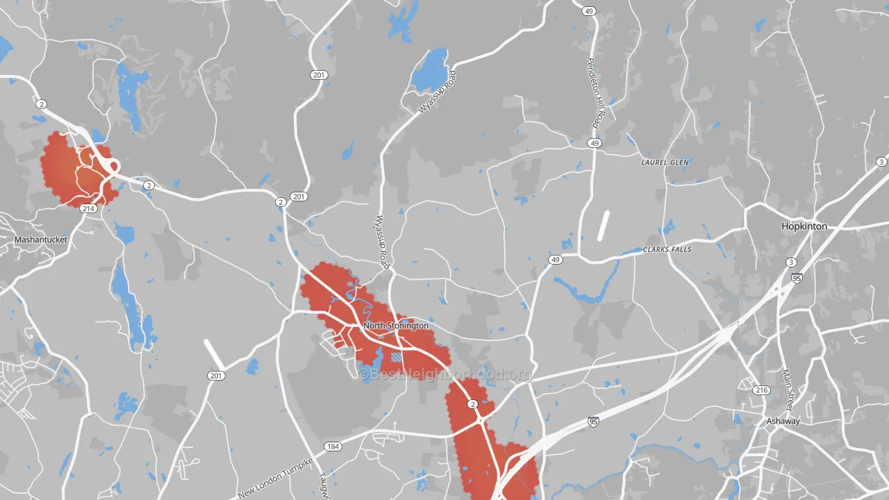 Transit Grade map of North Stonington, CT