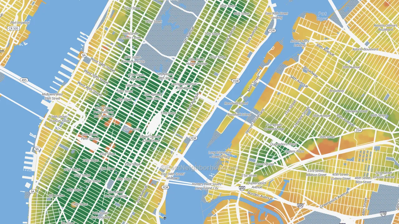 Transit Grade map of North Sutton Area, Manhattan, NY