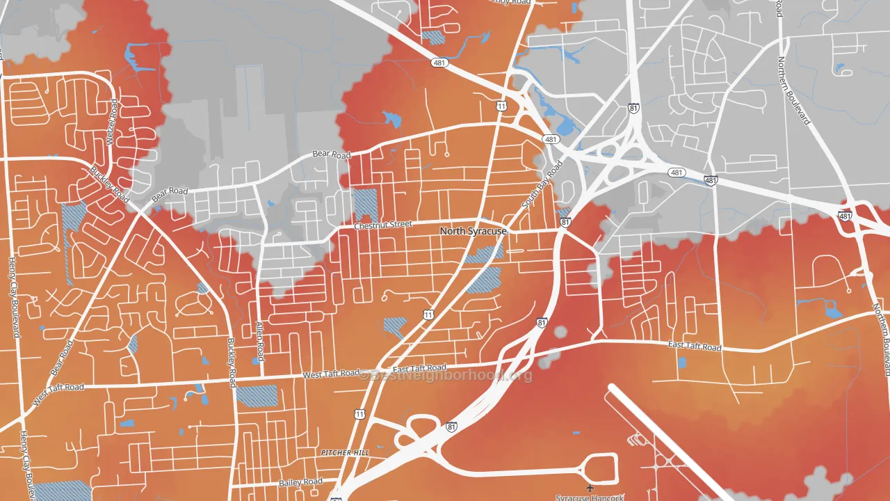 Transit Grade map of North Syracuse, NY