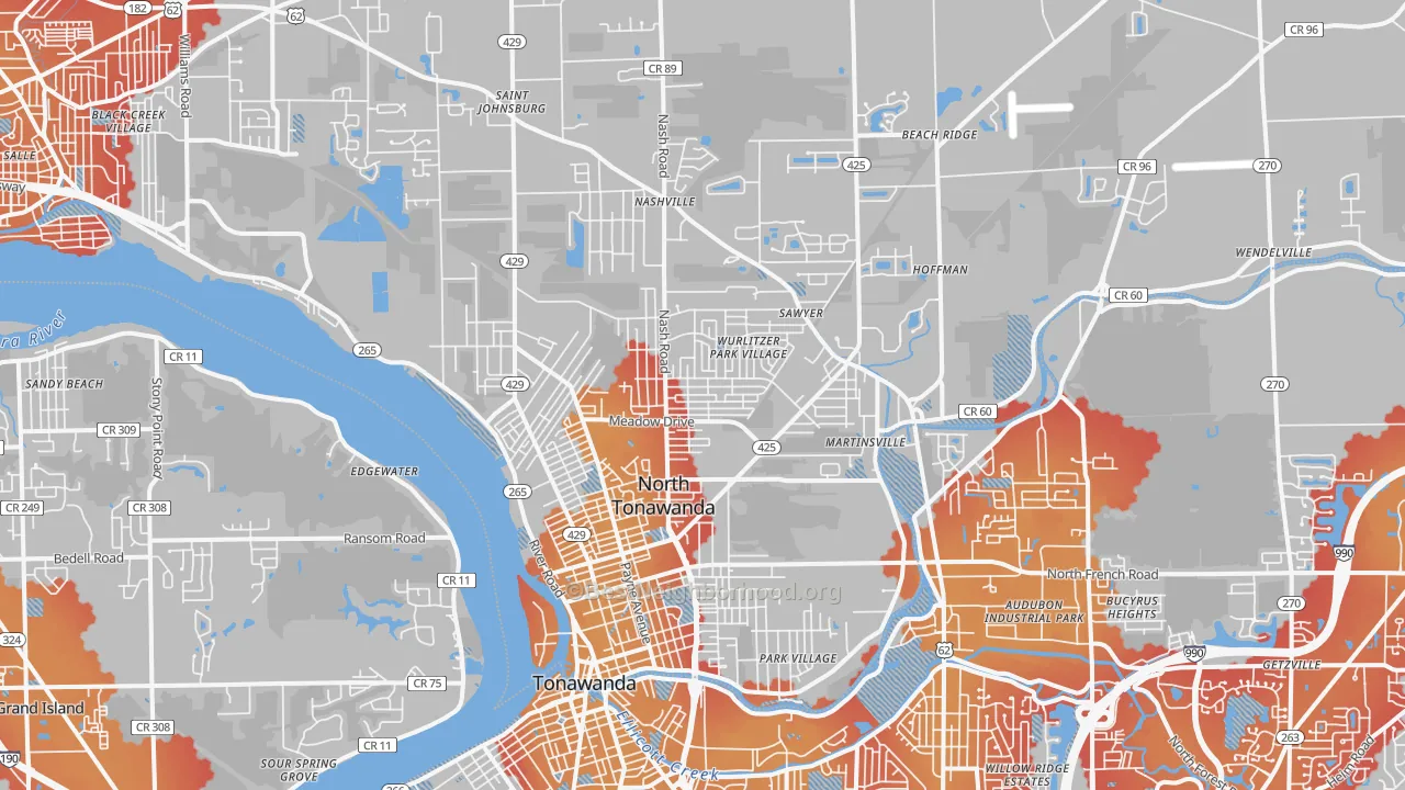 Transit Grade map of North Tonawanda, NY